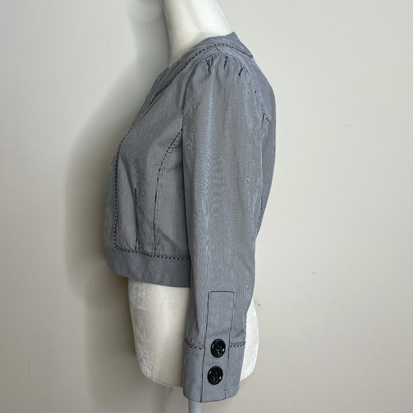 LOFT Blue/Black & White Striped Bolero Jacket. - Picture 2 of 12